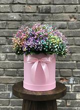 Цветочная композиция из Гипсофила и Розы в шляпной коробке #REPLACE_PRED# Первомайском Оренбургский район