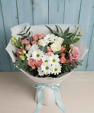 Букет цветов из:  Розы, Лизиантусы и Хризантемы в Первомайском Оренбургский район