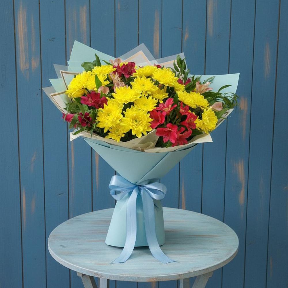 Букет цветов из: Альстромерии и Хризантемы в Первомайском Оренбургский район