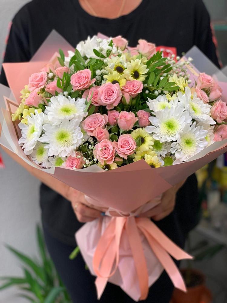 Букет цветов из: Розы и Хризантемы в Первомайском Оренбургский район