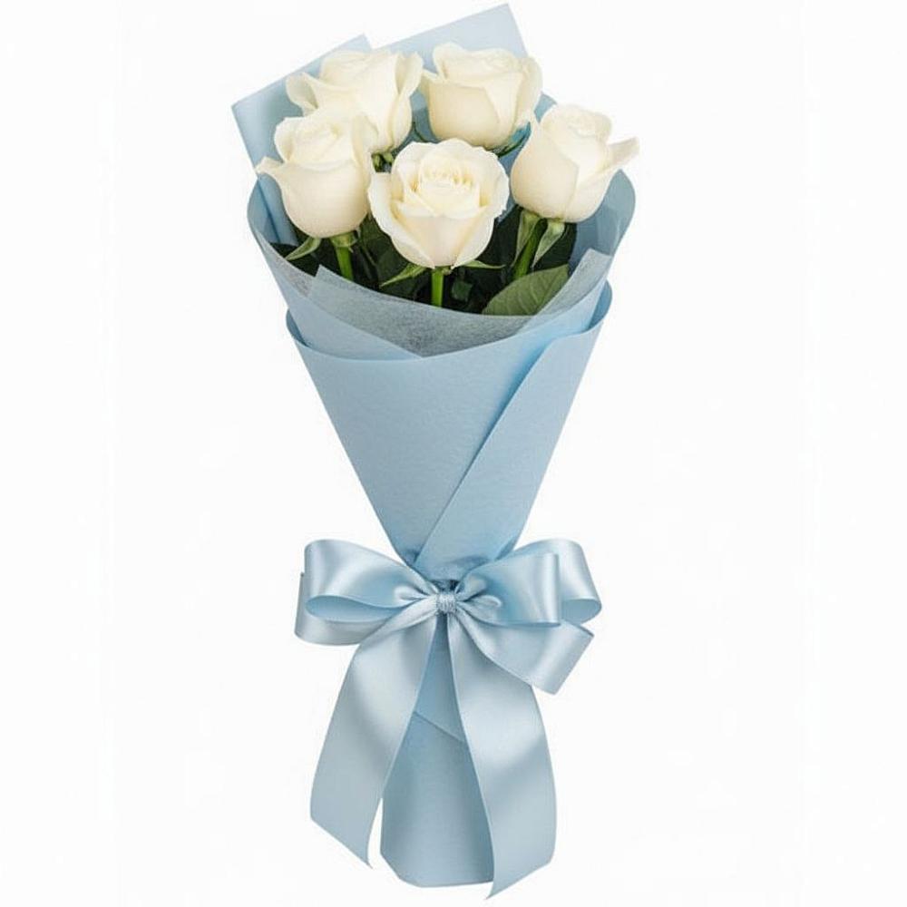 Букет 5 Белых роз Проуд в Первомайском Оренбургский район