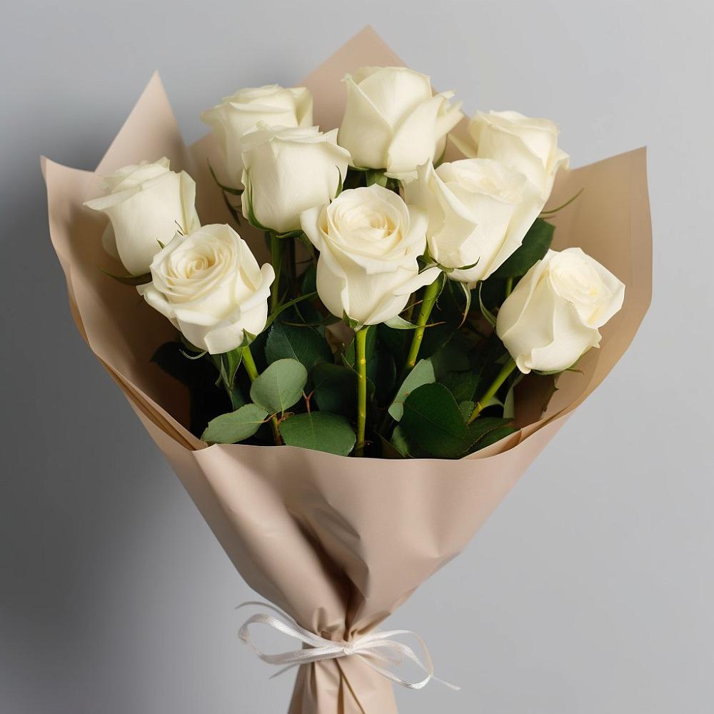 Букет 9 Белых роз Эдлесс Лав в Первомайском Оренбургский район