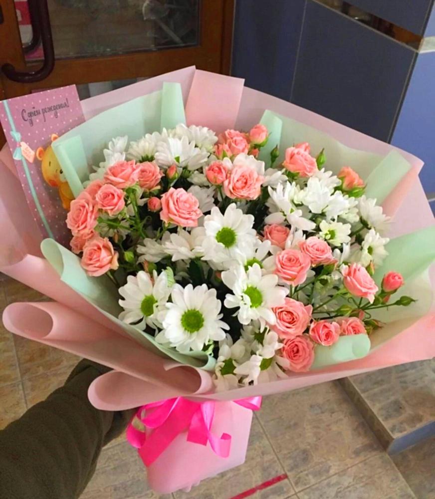 Букет цветов из: Розы и Хризантемы в Первомайском Оренбургский район