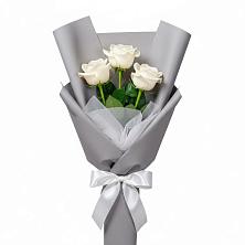 Букет 3 белые розы в Первомайском Оренбургский район