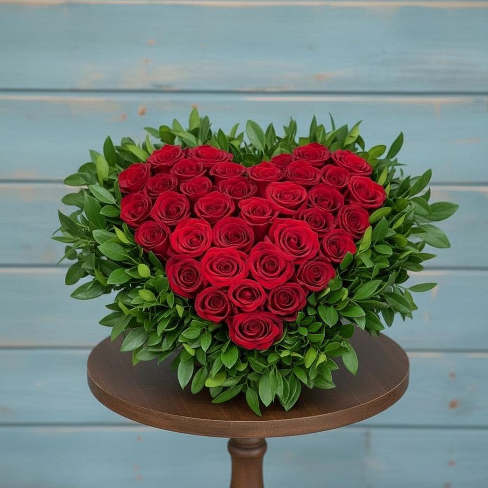 Цветочная композиция из Розы в виде сердца в Первомайском Оренбургский район