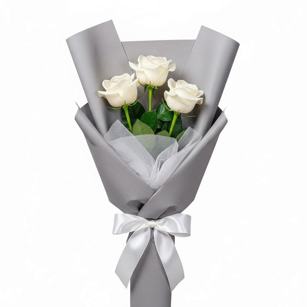 Букет 3 белые розы в Первомайском Оренбургский район