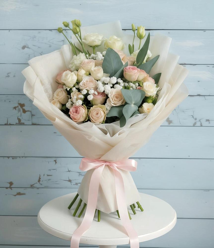 Букет цветов из: Розы и Лизиантусы в Первомайском Оренбургский район