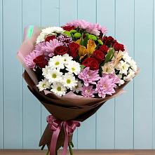Букет цветов из:  Розы, Хризантемы и Альстромерии в Первомайском Оренбургский район