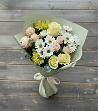 Букет цветов из:  Альстромерии, Розы и Хризантемы в Первомайском Оренбургский район