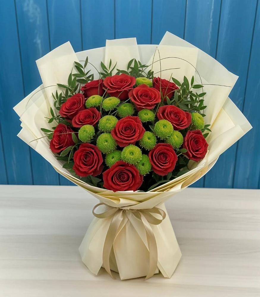 Букет цветов из: Розы и Хризантемы в Первомайском Оренбургский район