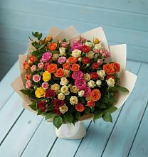 Букет Микс из разноцветных кустовых роз в Первомайском Оренбургский район