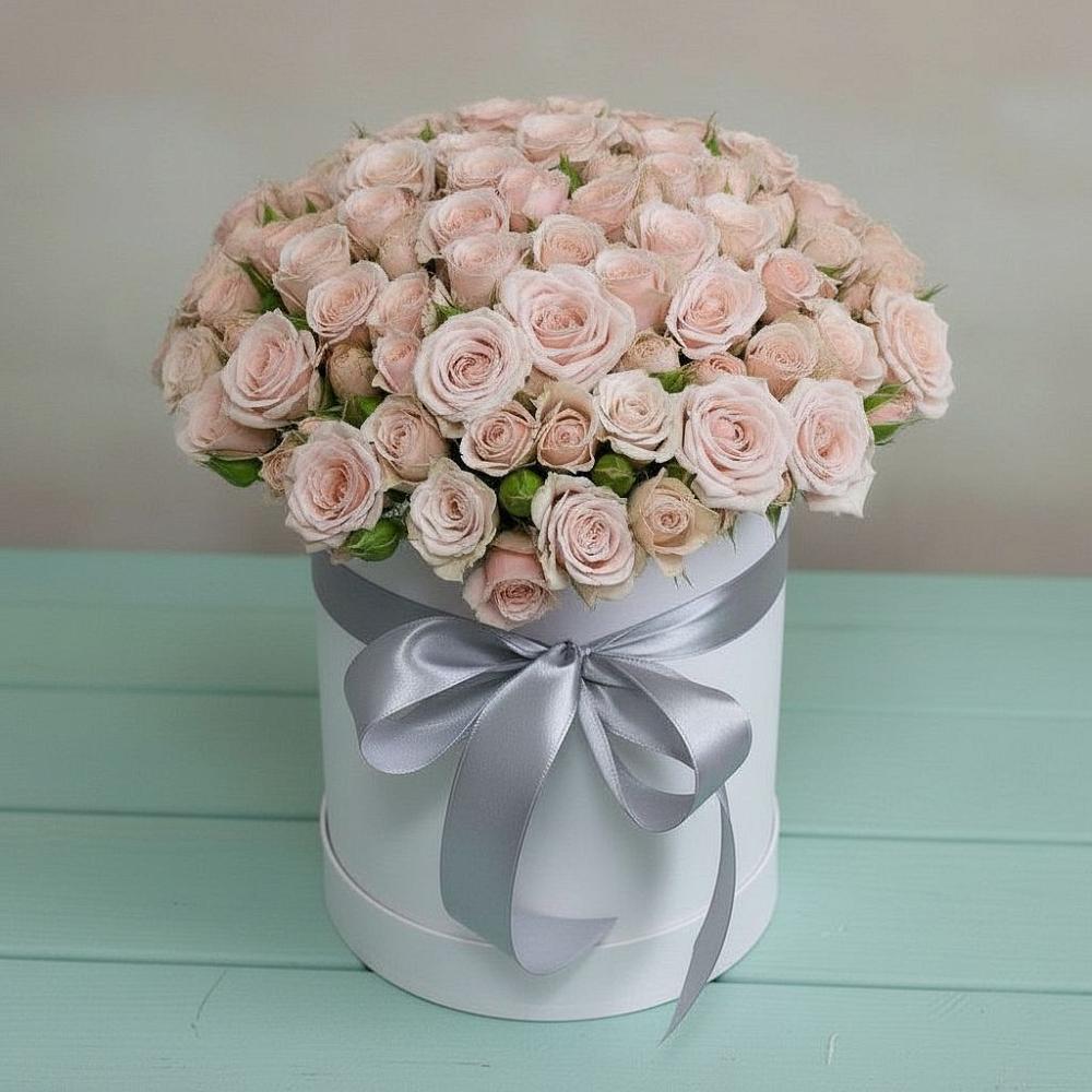 Цветочная композиция из Розы в шляпной коробке в Первомайском Оренбургский район